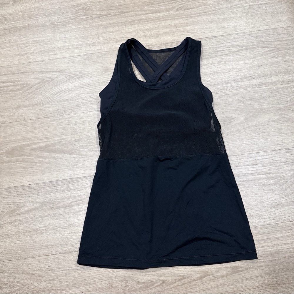 Luluelemon Racerback Tank Top With Built-In Bra - Black W/Mesh S